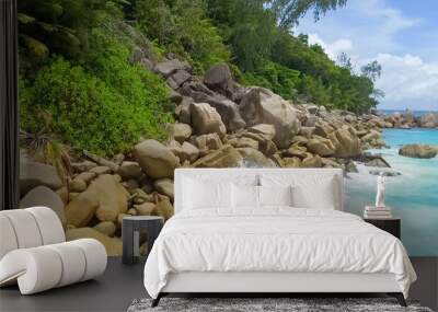 Beautiful aerial view of Seychelles Island Wall mural