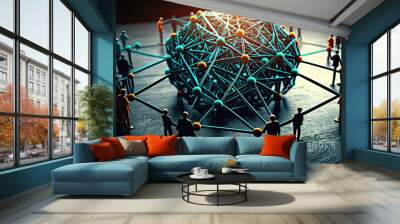 Business network concept. Teamwork and Partnership - Generative AI Wall mural