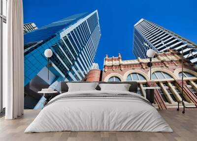 City buildings in Pitt Street, skyward view., Sydney Wall mural