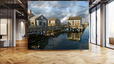 Group of Homes over the Water in Nantucket, U.S.A. Wall mural