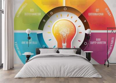 Idea light bulb circle infographic template - Generative AI Wall mural