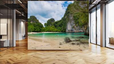 KO HONG, THAILAND - DECEMBER 18, 2019: Ko Hong Island with tourists on the beach Wall mural