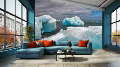 Landscape view of Jokullsarlon lagoon with floating ice, Iceland in summer Wall mural