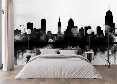 New York City panorama, urban landscape with modern buildings. Business travel and travelling of landmarks. Illustration, web background. Skyscraper silhouette. United States Wall mural