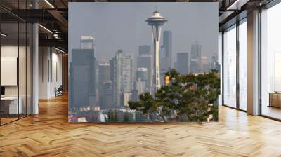 panoramic aerial view of city buildings, seattle, wa - usa Wall mural