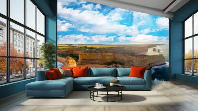 Panoramic aerial view of Twelve Apostles coastline at sunset, Gr Wall mural