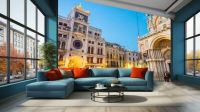 VENICE - APRIL 6, 2014: Tourists enjoy St Mark Square on a sprin Wall mural