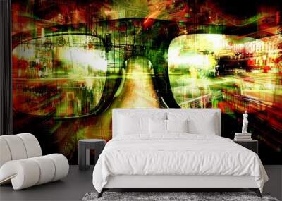 Virtual reality glasses with futuristic vision technology. VR goggles Wall mural