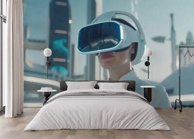 Virtual reality glasses with futuristic vision technology. VR goggles Wall mural