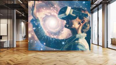 Virtual reality glasses with futuristic vision technology. VR goggles Wall mural