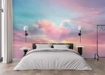 heart made of clouds in the sky with pastel colors love concept beautiful colorful valentine day heart in the clouds as abstract background Wall mural