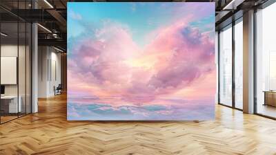 heart made of clouds in the sky with pastel colors love concept beautiful colorful valentine day heart in the clouds as abstract background Wall mural