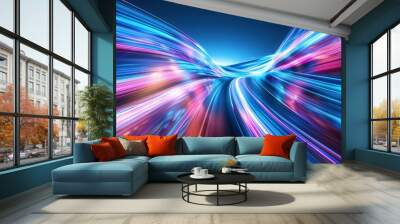 Modern abstract high speed movement. Colourful dynamic motion on blue background. Movement sport pattern for banner or poster design background concept Wall mural