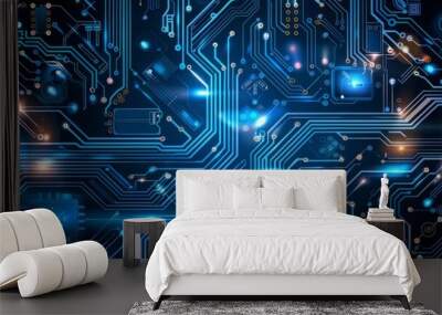 Modern digital computer circuit technology data. AI generated Wall mural