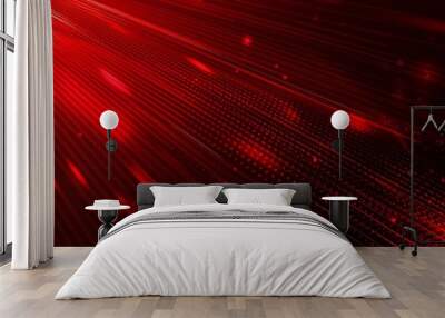 Modern red rectangular carbon fiber with red luminous lines and highlights background. AI generated Wall mural