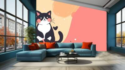 Abstract background template with pet theme. Vector illustration of cute cat Wall mural