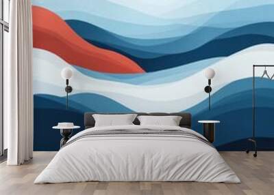 Abstract curves illustration flat vector of sea tide. Background. Wall mural