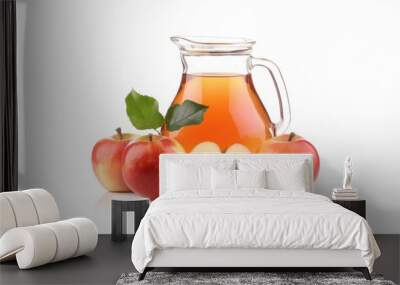 Apple fruit and apple juice cider over white background Wall mural