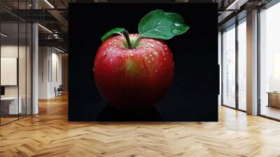 Apple fruit over black background Wall mural