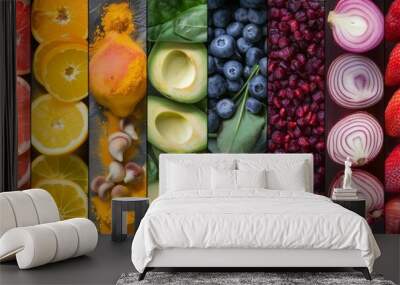 Background of seasonal fresh organic fruit Wall mural