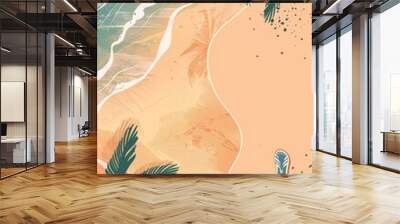 Beautiful vector illustration of tropical beach for poster greeting card design Wall mural