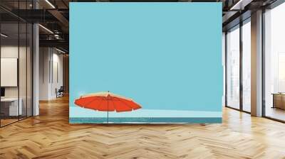 Beautiful vector illustration of tropical beach with umbrella and chair for poster greeting card design Wall mural