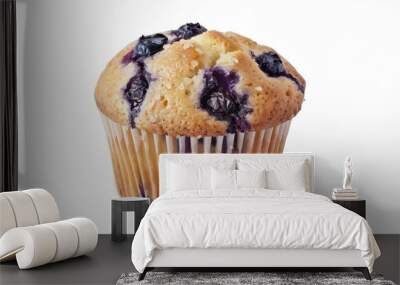 Blueberry fruit and muffin cupcake isolated over white background Wall mural