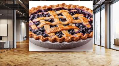 Blueberry fruit pie isolated over white background Wall mural