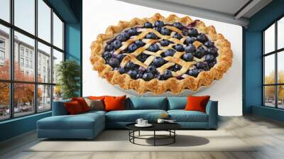 Blueberry fruit pie isolated over white background Wall mural