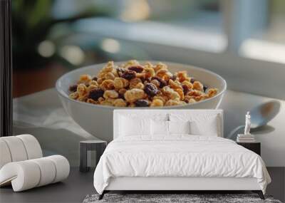 Breakfast cereal with raisin and milk Wall mural