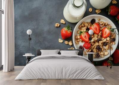 Breakfast cereal with raisin and milk Wall mural