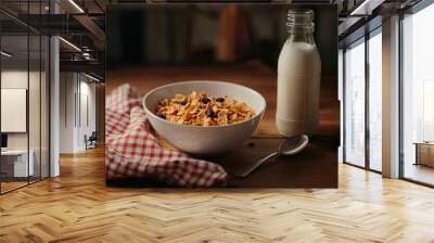 Breakfast cereal with raisin and milk Wall mural