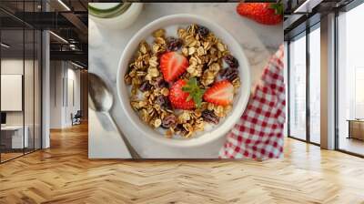 Breakfast cereal with raisin and milk Wall mural