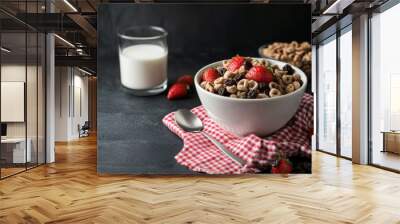 Breakfast cereal with raisin and milk Wall mural