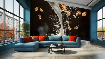 Breakfast cereal with raisin and milk Wall mural