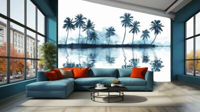 Coconut tree at tropical beach Wall mural