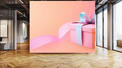 Colorful background template with copy space and gift box for holiday Wall mural