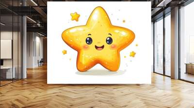 Cute cartoon star character. Decoration element for holiday greeting card poster design Wall mural