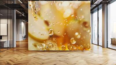 Fresh apple juice cider in glass with apple fruit Wall mural