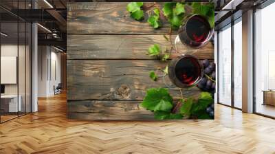 Fresh grape, grape wine glass with texture background Wall mural