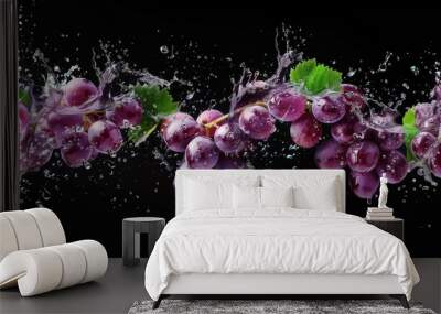 Fresh grape fruit with water splashes Wall mural