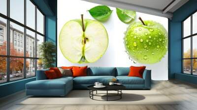 Fresh green Apple fruit over white background Wall mural