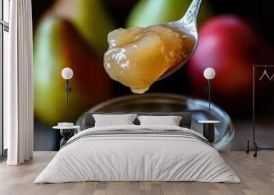 Fresh homemade pear jam with pear fruit Wall mural