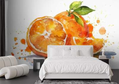 Fresh orange fruit closeup view Wall mural