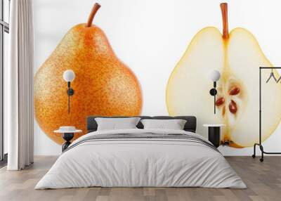 Fresh pear fruit isolated over white background Wall mural