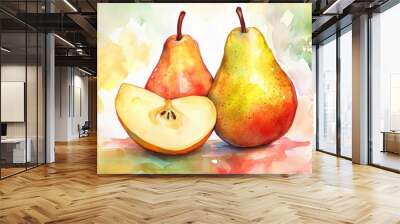 Fresh pear fruit isolated over white background Wall mural