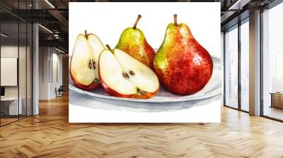 Fresh pear fruit isolated over white background Wall mural