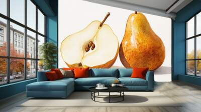 Fresh pear fruit isolated over white background Wall mural