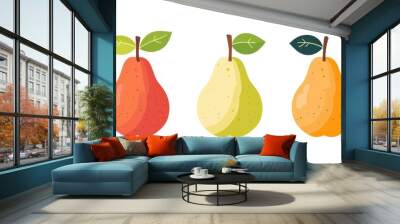 Fresh pear fruit isolated over white background Wall mural