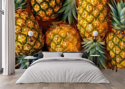 Fresh pineapple seamless pattern background Wall mural